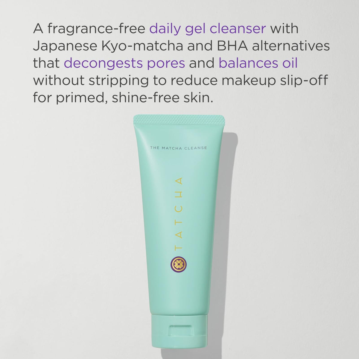 TATCHA Matcha Cleanse pump detail demonstrating gentle foaming action