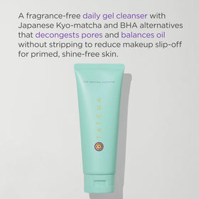 TATCHA Matcha Cleanse pump detail demonstrating gentle foaming action