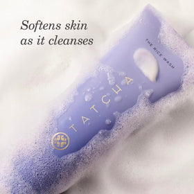 TATCHA creamy foam texture close-up showing gentle lather and softening benefit