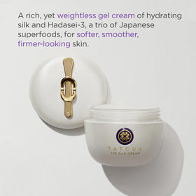 TATCHA cream on palm demonstrating spreadability and quick absorption