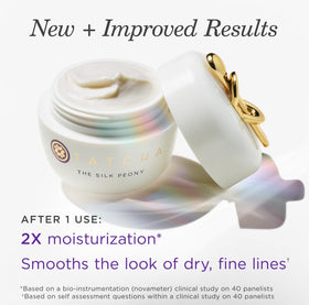 TATCHA cream applied under eye demonstrating softened, hydrated finish