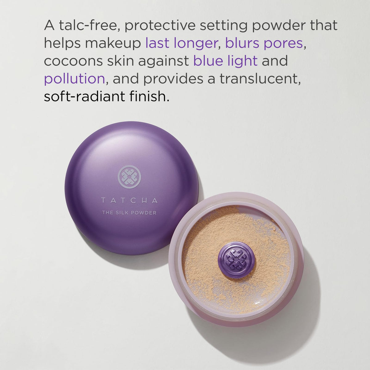 TATCHA open sifter revealing fine talc-free powder and soft texture