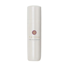 TATCHA front packaging showing the 30 ml silk serum bottle and elegant box, conveys luxury