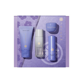 TATCHA starter set front packaging showing complete two-week hydration kit benefits