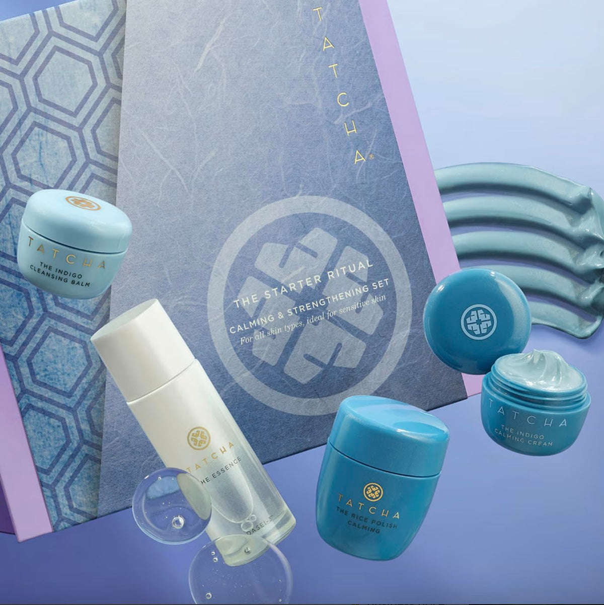 TATCHA starter kit in travel bag showing portability and trial convenience