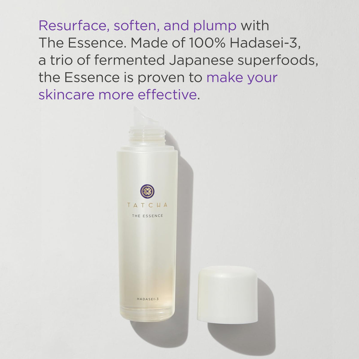 TATCHA bottle close-up highlighting cap and finish, illustrating quality and easy dispensing