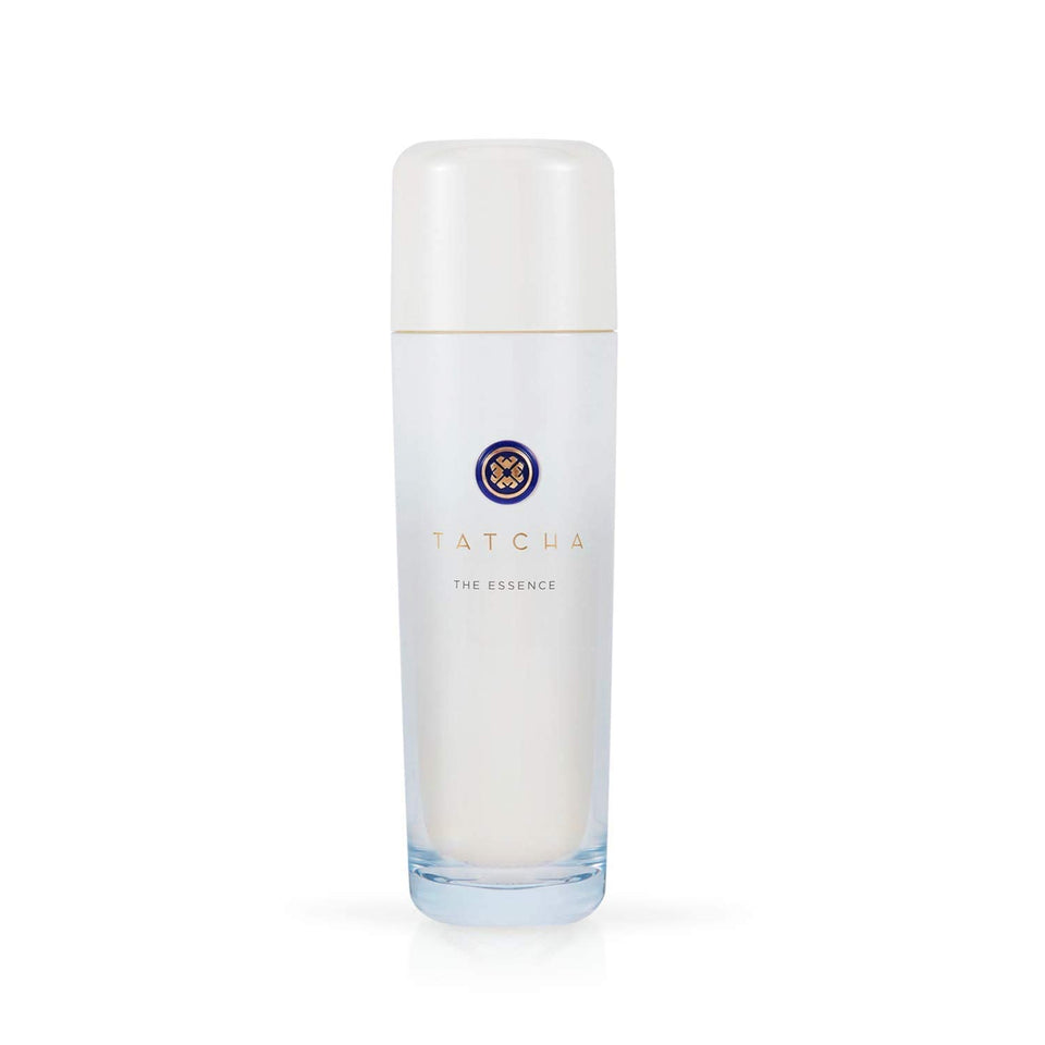 TATCHA The Essence front packaging showing sleek bottle and branding, promoting elegant hydration