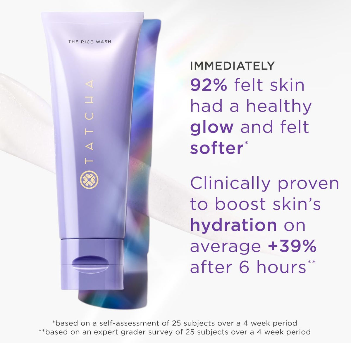 TATCHA product held in hand showing size and travel-friendly scale benefit