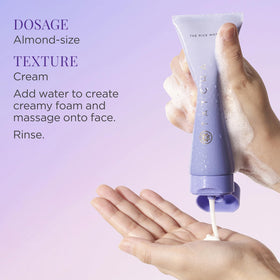 TATCHA rice wash in bathroom routine setting showing calming ritual and skin-prep benefit