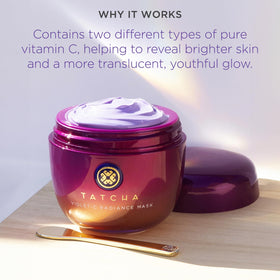 TATCHA mask being applied to cheek demonstrating exfoliation and glow