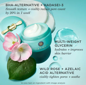 TATCHA water cream 50ml next to common objects for size comparison and portability