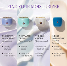 TATCHA water cream in a bathroom lifestyle setting for everyday skincare routine