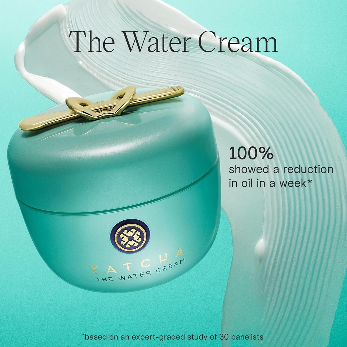 TATCHA cream on hand illustrating water-burst texture and quick absorption benefit