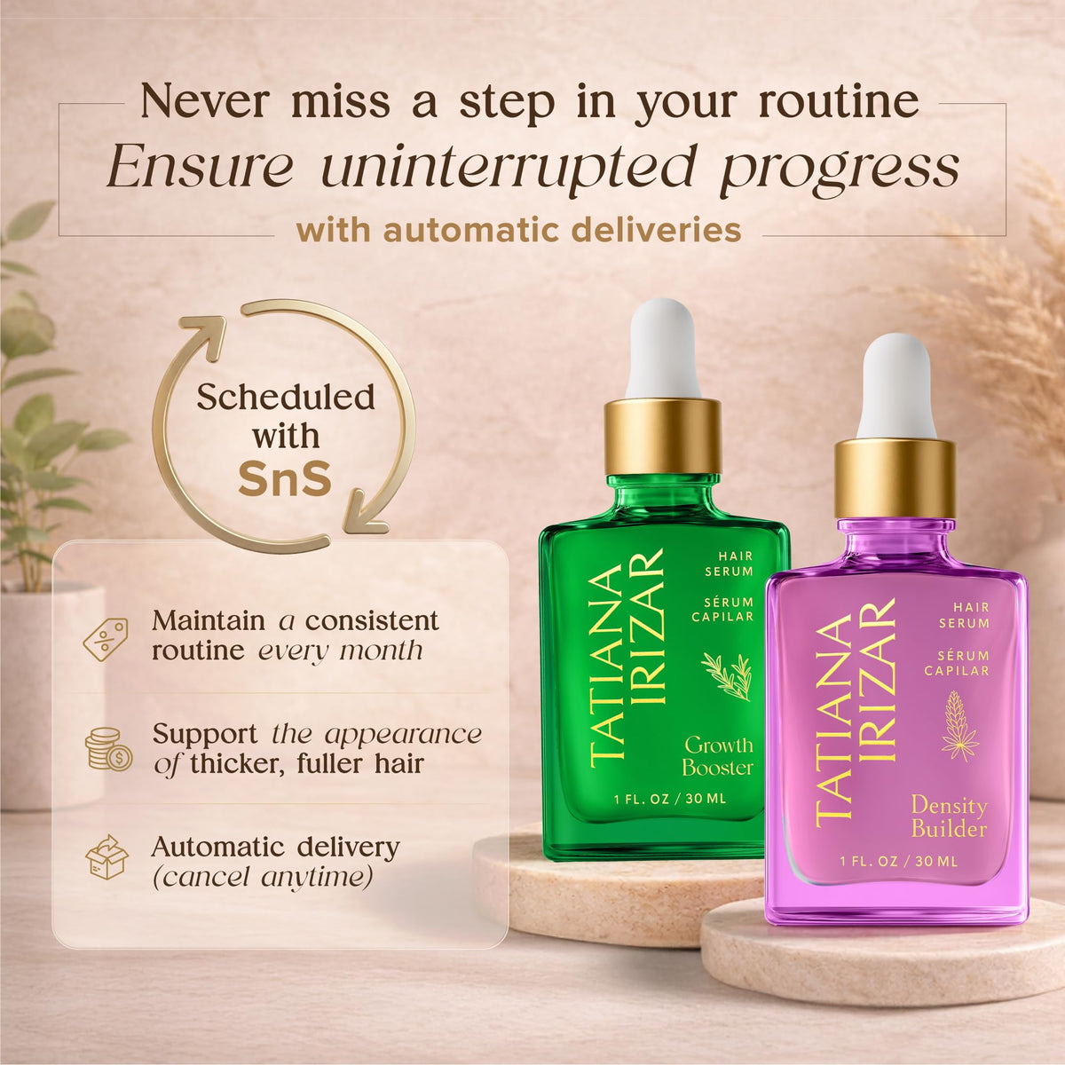Tatiana Irizar fingertips massaging serum into scalp to improve circulation
