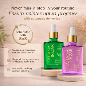 Tatiana Irizar fingertips massaging serum into scalp to improve circulation