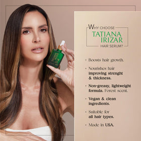Tatiana Irizar pipette releasing clear serum texture for lightweight feel