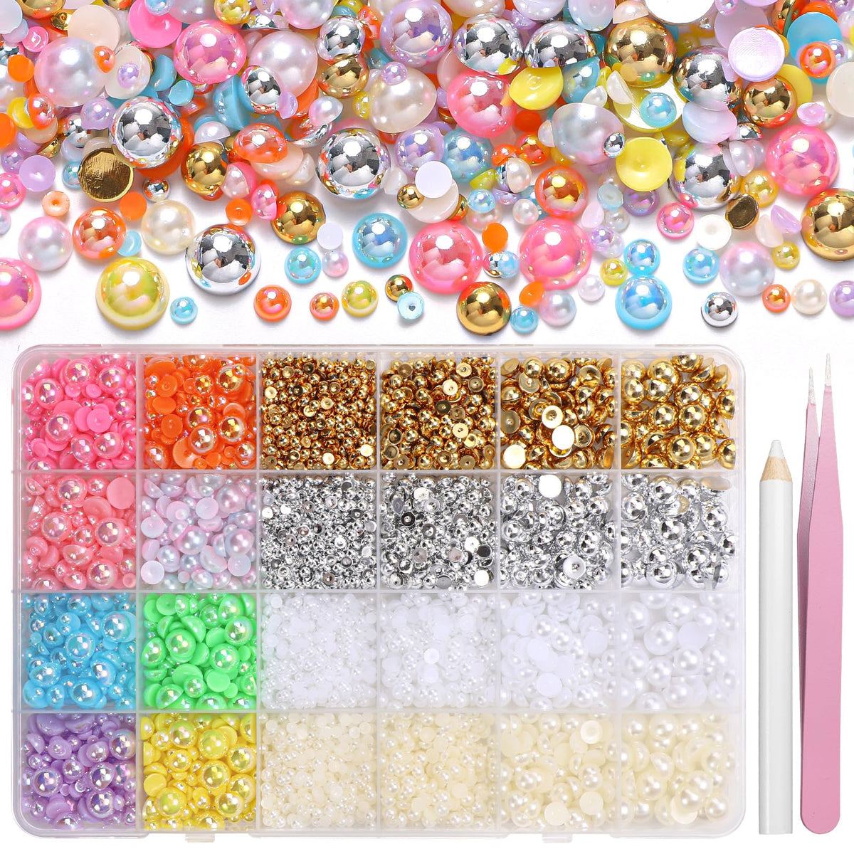 tatiwoo boxed flatback half pearls showing full kit and organization benefit