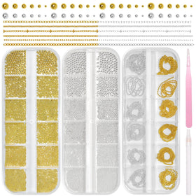 Tatiwoo front packaging showing three organized bead boxes and metallic finish benefits shine