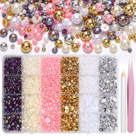 Tatiwoo front packed box showing 24 compartments and mixed pearls for organized crafting