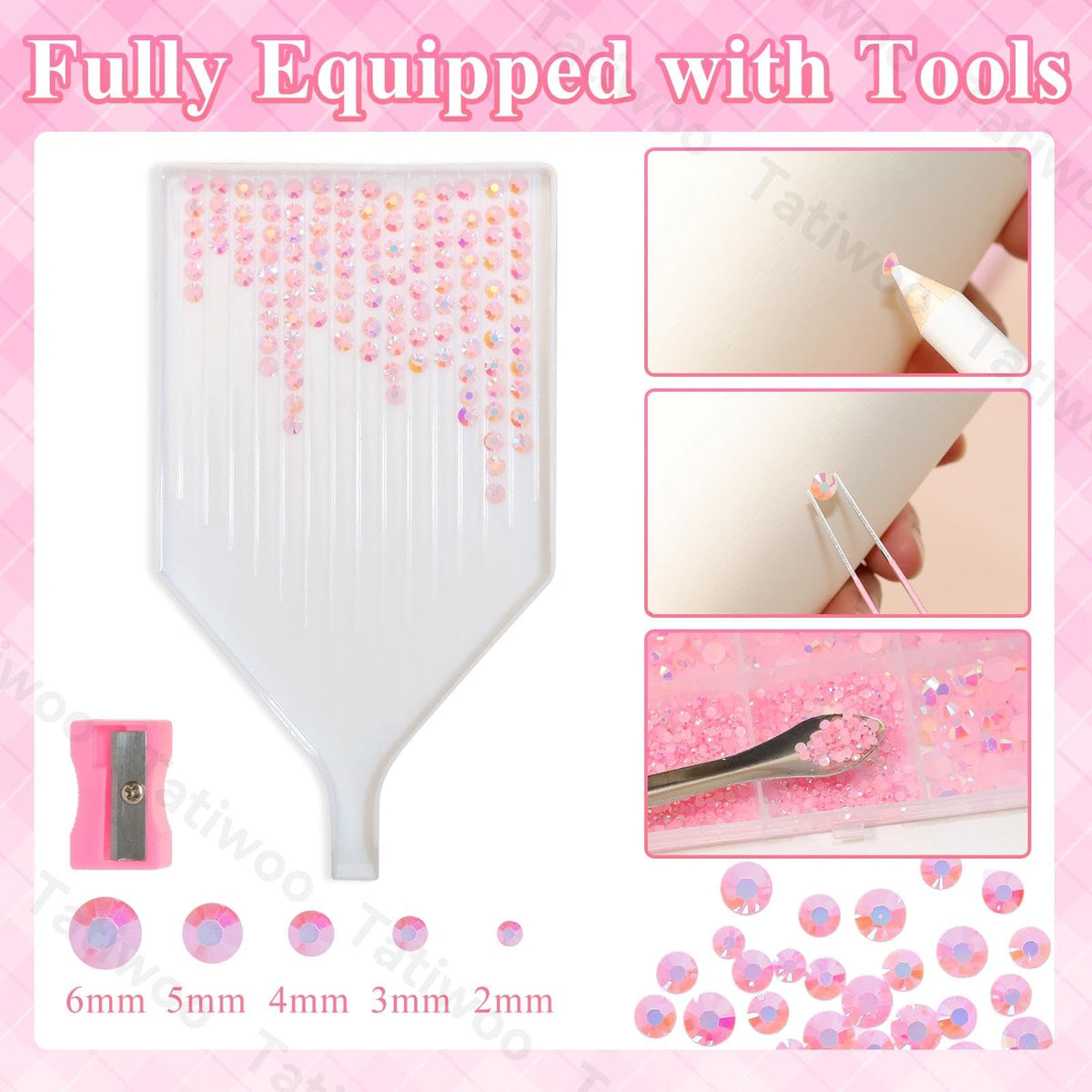 Tatiwoo rhinestones decorating a tumbler demonstrating adhesive hold benefit