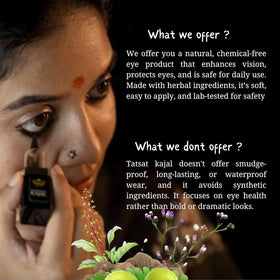 Swatch of Tatsat kajal on hand demonstrating deep color and moisturizing finish