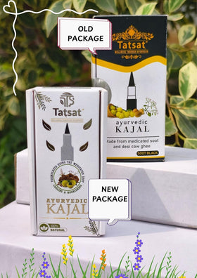 Tatsat kajal next to coin to show compact size and travel-friendly benefit