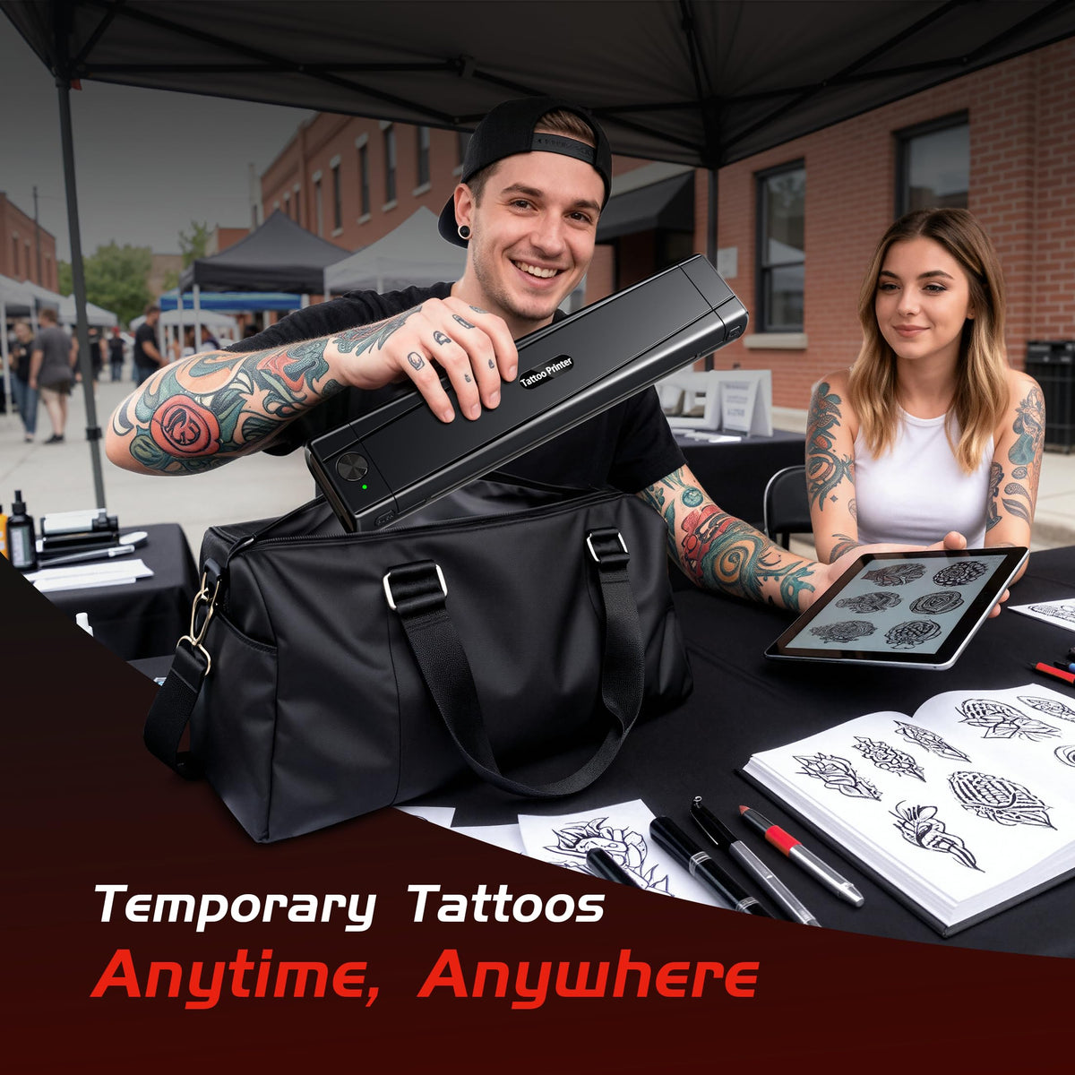 TATTMUSE printing at a café showing on-the-go document production