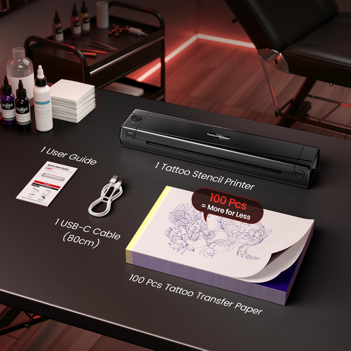 TATTMUSE top paper feeder showing multiple paper size compatibility