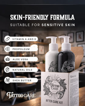 Tattoo Care used in shower setting highlighting gentle cleansing routine