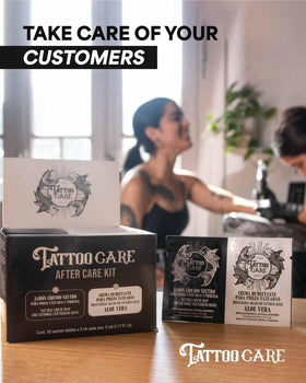 Tattoo Care single pillow pack in hand showing travel-ready convenience
