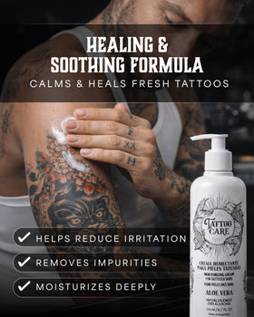 Tattoo Care close-up of creamy texture demonstrating quick absorption benefit