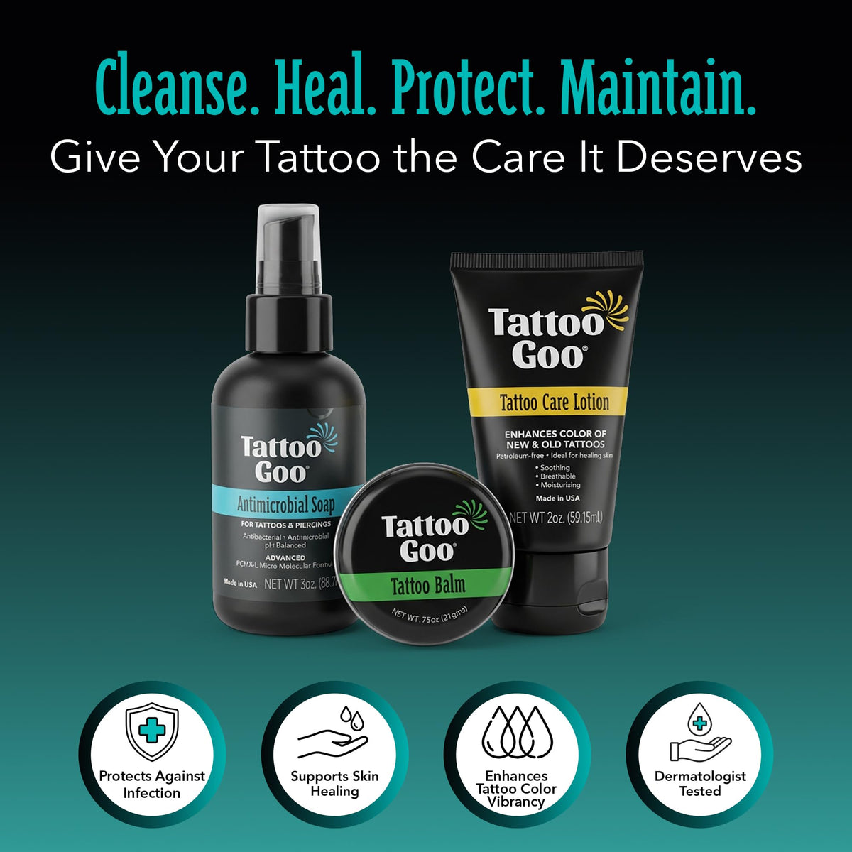Tattoo Goo balm open to reveal creamy texture for protective moisture