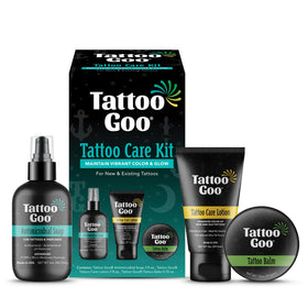 Tattoo Goo kit front packaging showing complete aftercare convenience
