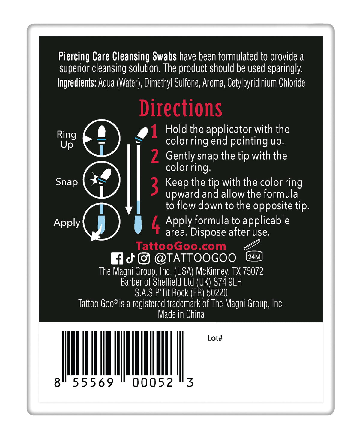 Tattoo Goo close-up of snap-activated reservoir demonstrating clean activation