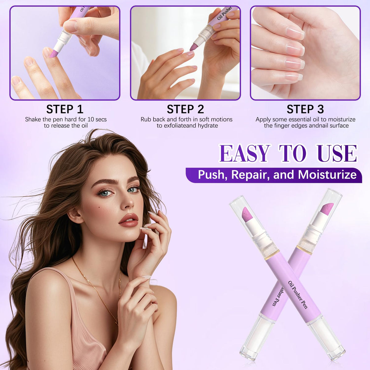 Tbexem oil pen being used on a hangnail to moisturize and soothe nails quickly