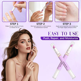 Tbexem oil pen being used on a hangnail to moisturize and soothe nails quickly
