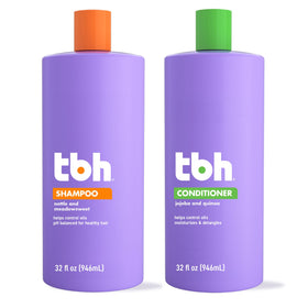 TBH conditioner being dispensed, demonstrating detangling and softening benefit
