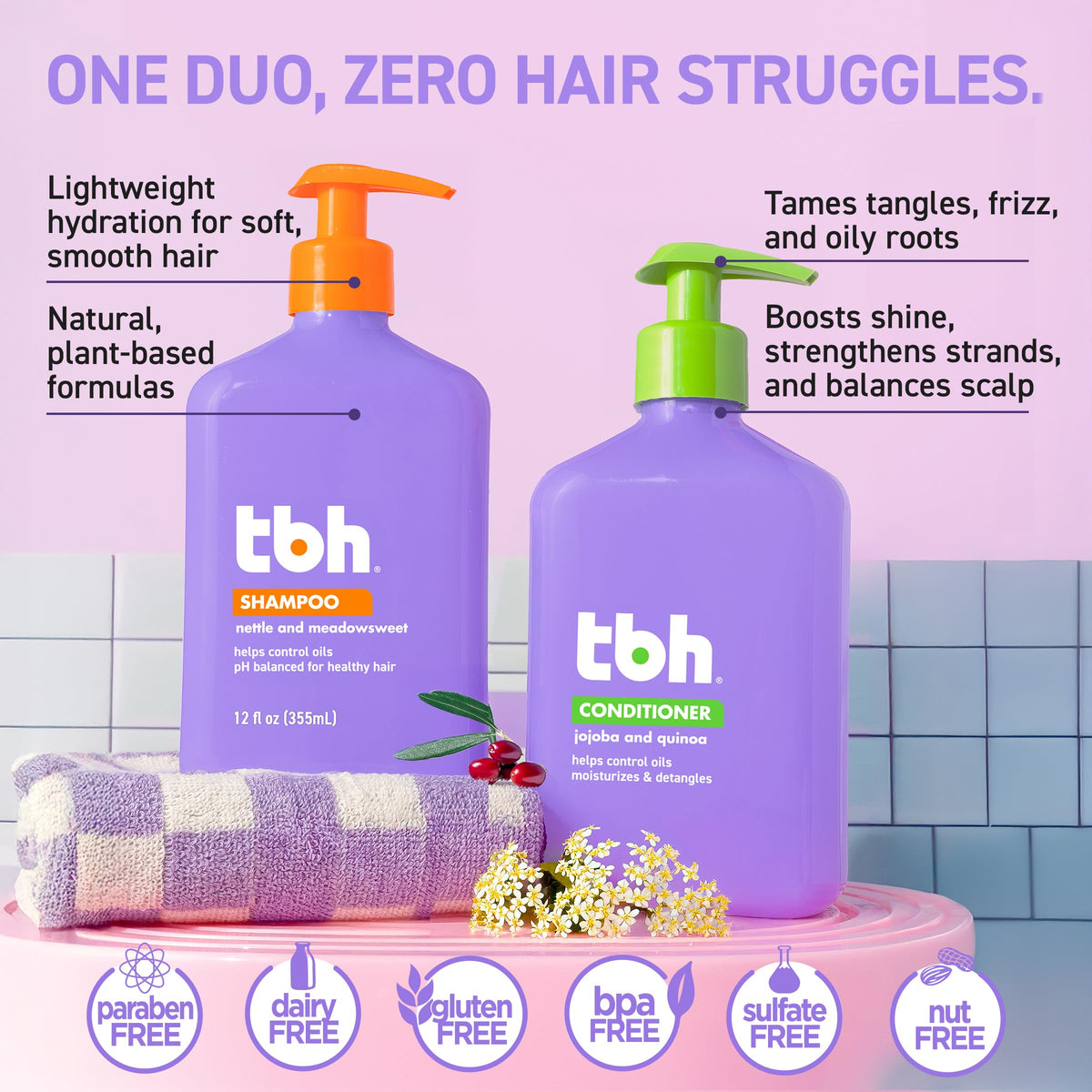 TBH shampoo lather on hand, showing gentle cleansing without heaviness