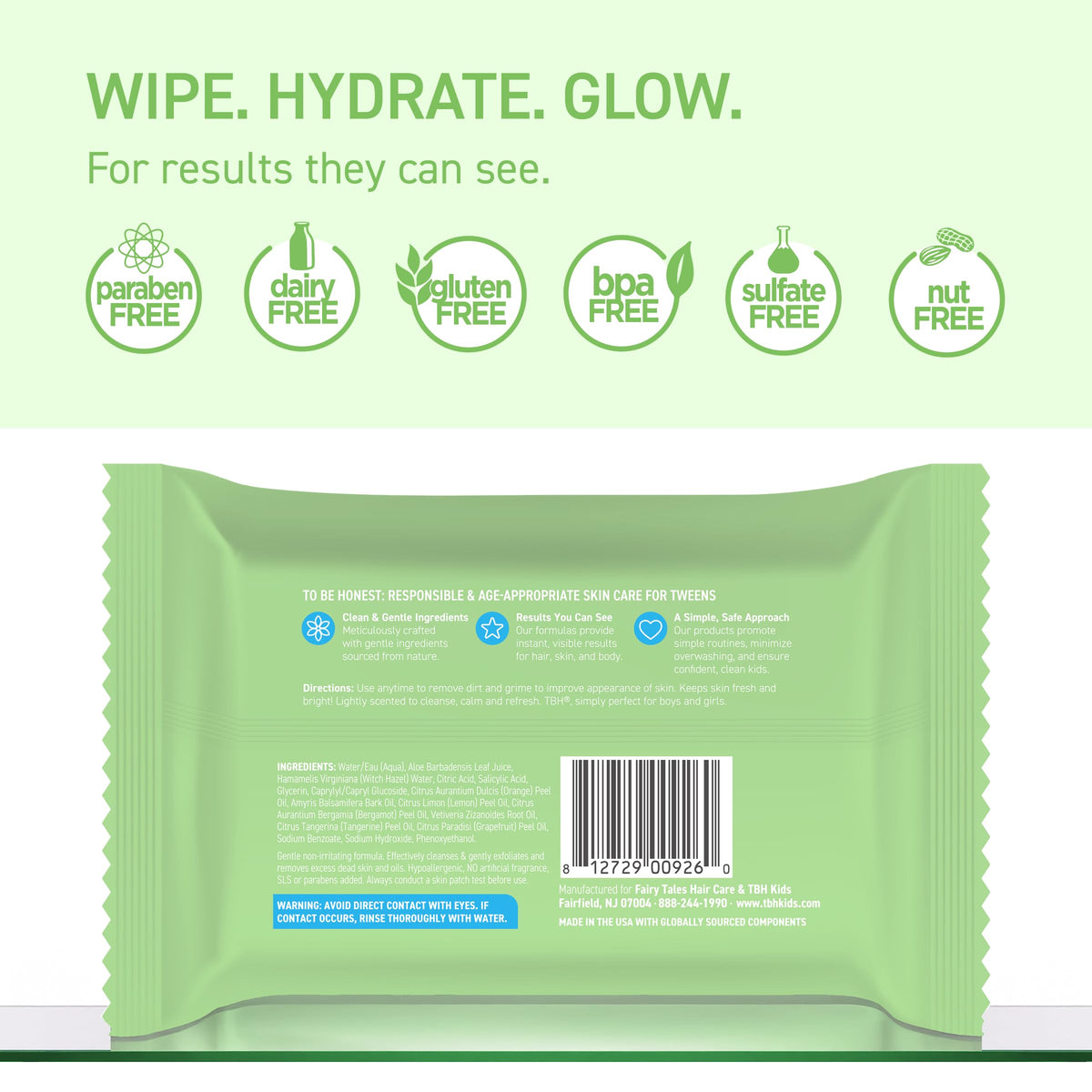 TBH close-up wipe texture demonstrating soft cloth and gentle cleanse benefit