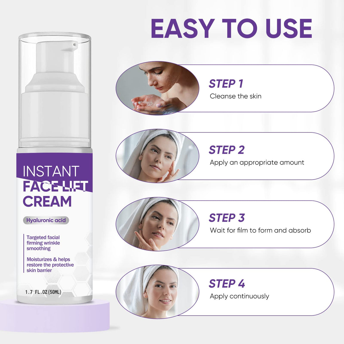 TDZLDM ingredient label highlighting hyaluronic acid and vitamin E