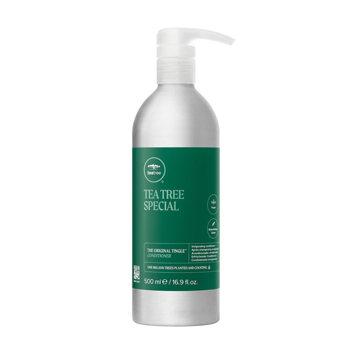 Tea Tree aluminum bottle front view showing durable reusable packaging and brand clarity
