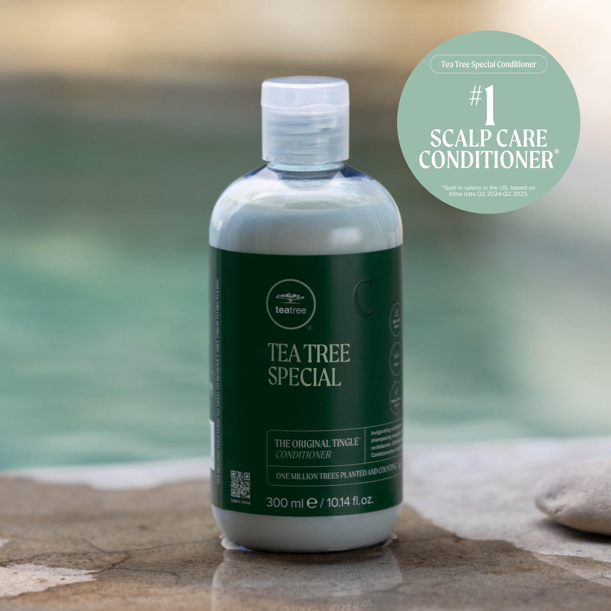 Tea Tree conditioner on hair after rinse showing softer smoother strand appearance