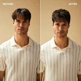 Stylist applying Tea Tree forming cream to short hair for natural texture and workable hold