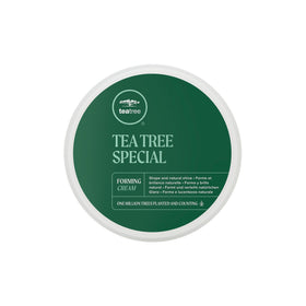 Tea Tree forming cream jar front view showing compact travel-friendly packaging and brand