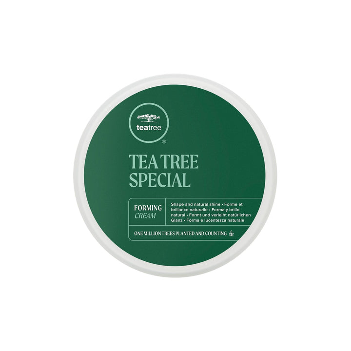 Tea Tree forming cream jar front view showing compact travel-friendly packaging and brand
