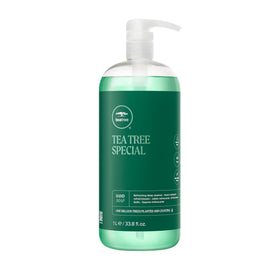 Tea Tree front packaging showing bottle and fresh botanicals for clean hands