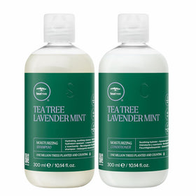 Tea Tree front packaging showing shampoo and conditioner for hydrating hair