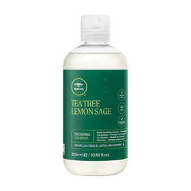 Tea Tree front packaging showing bottle and label, promotes salon-quality volume