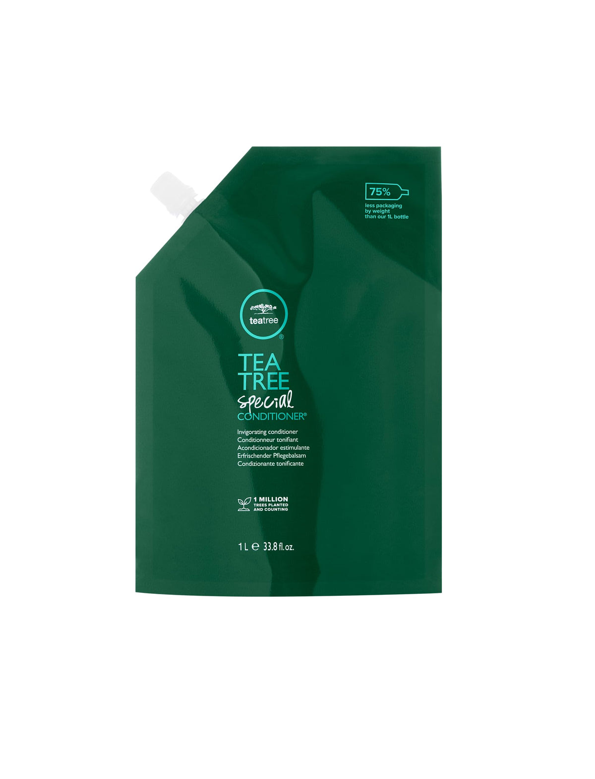 Tea Tree front pouch showing branding and size, signaling eco-friendly refill convenience