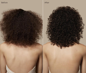 Tea Tree gel in hand applied to wet hair for smooth application and definition